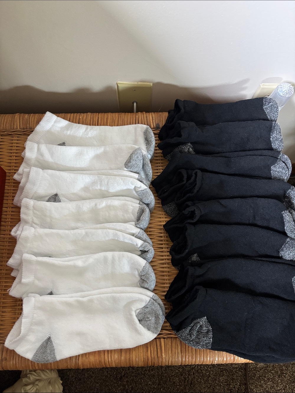 Hanes Men's Low-Cut Athletic Socks - Black & White with Gray Accents